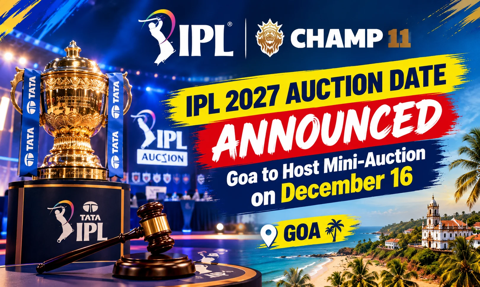 IPL 2027 Auction Date Announced: Goa to Host Mini-Auction on December 16