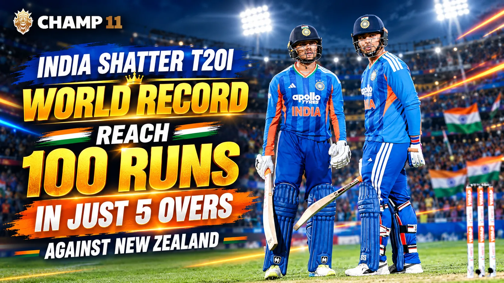 India Shatter T20I World Record, Reach 100 Runs in Just Five Overs Against New Zealand