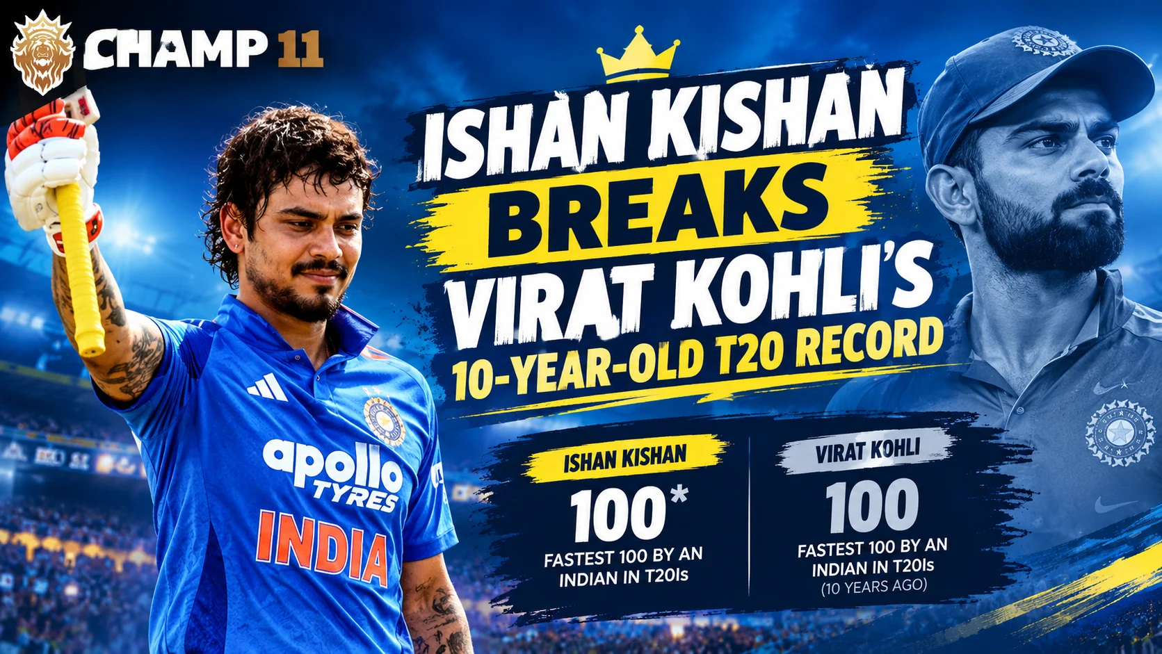Ishan Kishan Breaks Virat Kohli’s 10-Year-Old Record to Become India’s Top T20 Run-Scorer in a Calendar Year