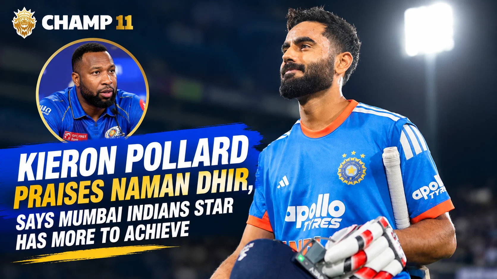 Kieron Pollard Praises Naman Dhir, Says Mumbai Indians Star Has More to Achieve