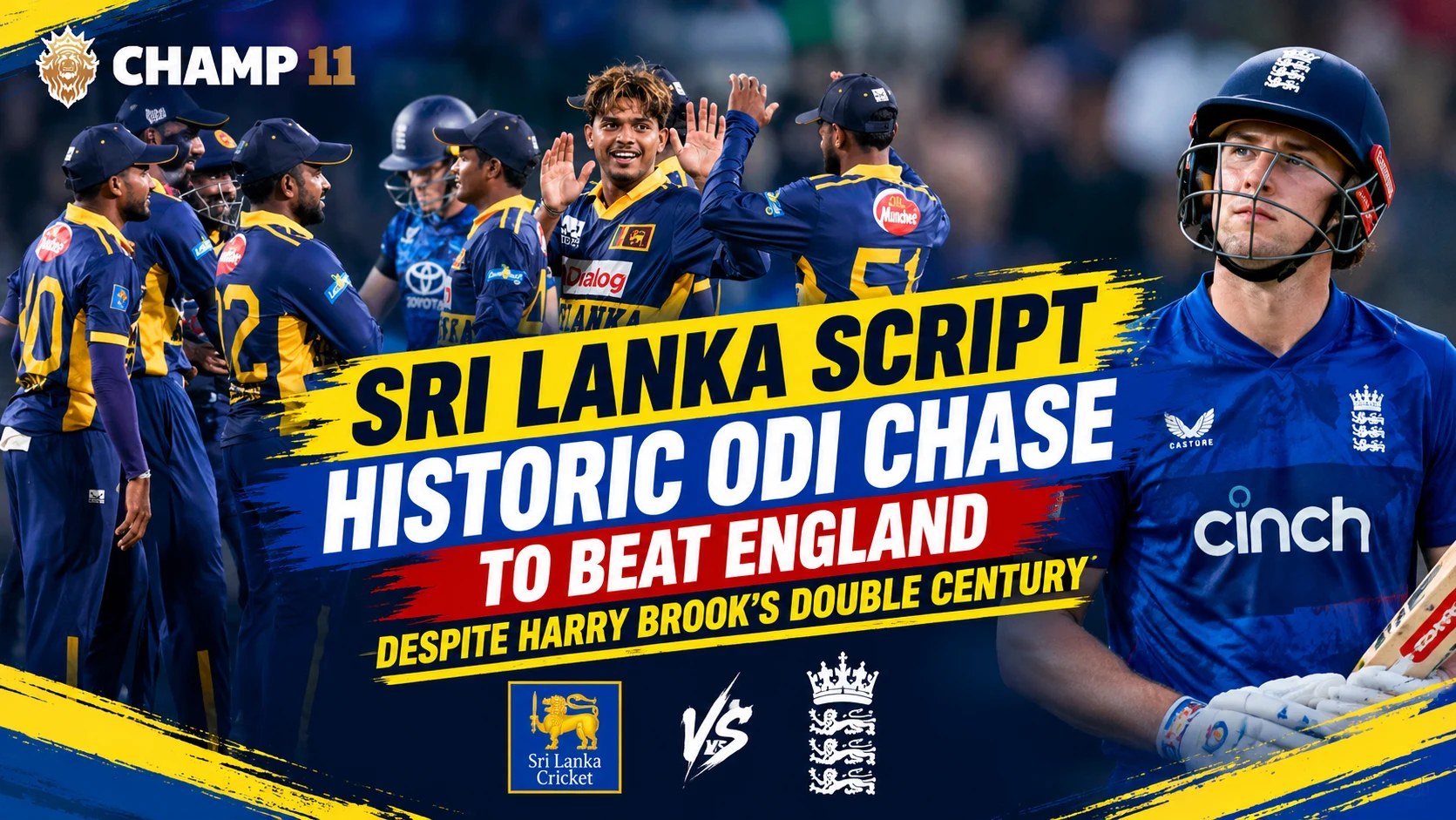 Sri Lanka Script Historic ODI Chase to Beat England Despite Harry Brook’s Double Century
